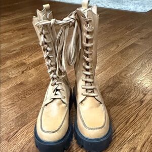 Free People Tan Combat & Moto Boots